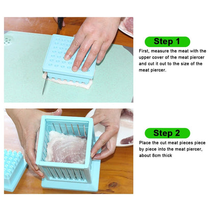 49-Hole Plastic Kebab Skewer Maker Box, Blue NICEYARD 25825