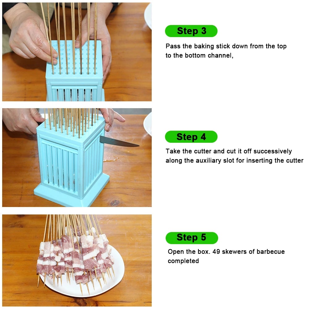 49-Hole Plastic Kebab Skewer Maker Box, Blue NICEYARD 25825