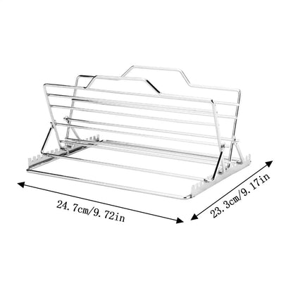 Roasting Rack Stainless Steel Foldable BBQ Rib and Chicken Rack 24.7 x 23.3 cm