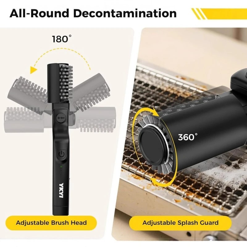 Electric BBQ Grill Cleaning Brush, Cordless Rechargeable Metal Wire Brush