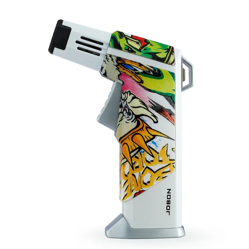 Jobon ZB-326A Metal Blue Flame Gun Lighter, Single or Four Flame - Pattern Four Flame