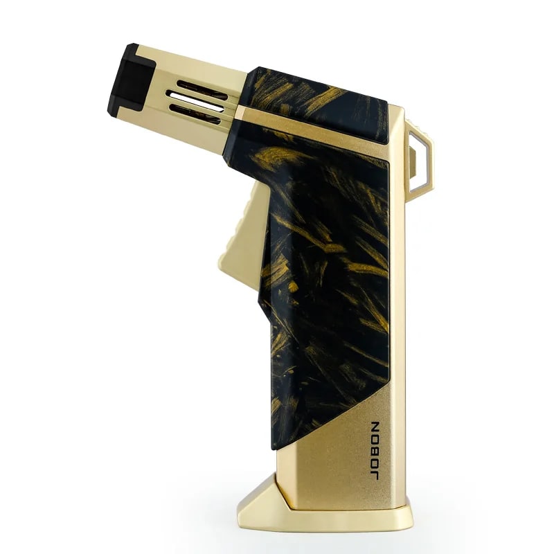 Jobon ZB-326A Metal Blue Flame Gun Lighter, Single or Four Flame - gold Four Flame