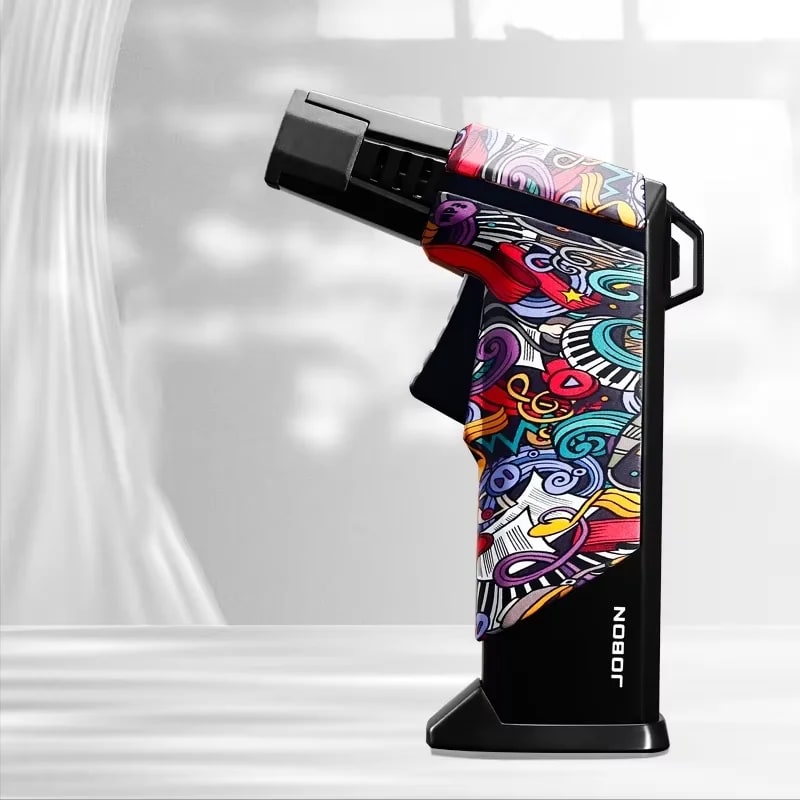 Jobon ZB-326A Metal Blue Flame Gun Lighter, Single or Four Flame - Pattern Single Fire