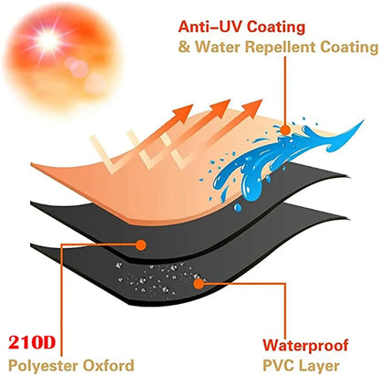 Waterproof BBQ Grill Cover, Black 100% Polyester, Multiple Sizes