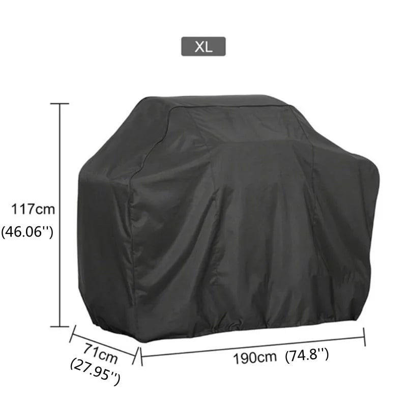Waterproof BBQ Grill Cover, Black 100% Polyester, Multiple Sizes - 190x71x117