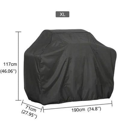 Waterproof BBQ Grill Cover, Black 100% Polyester, Multiple Sizes - 190x71x117