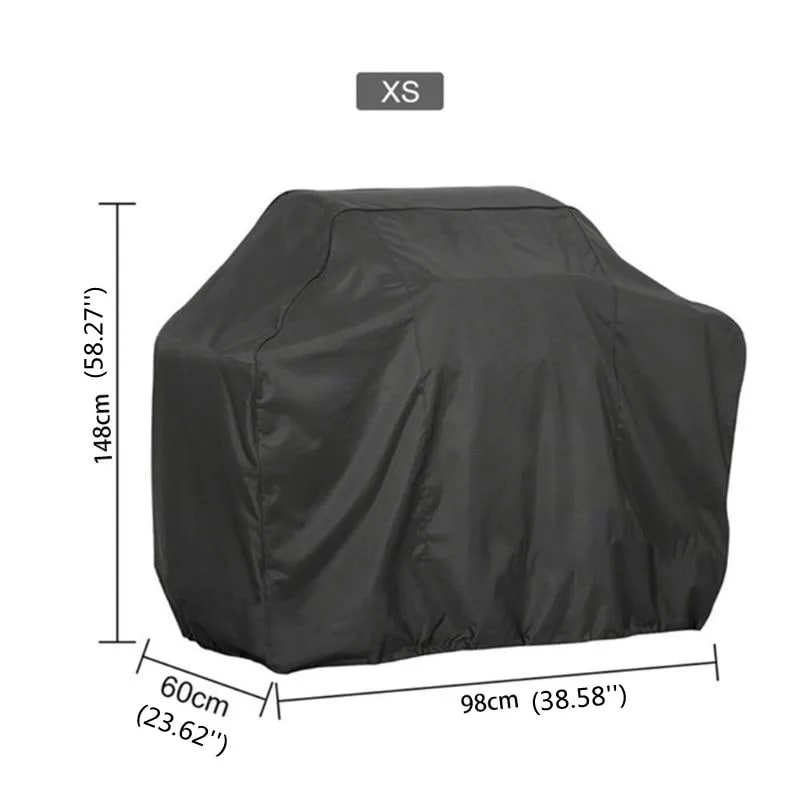 Waterproof BBQ Grill Cover, Black 100% Polyester, Multiple Sizes - 100x60x150