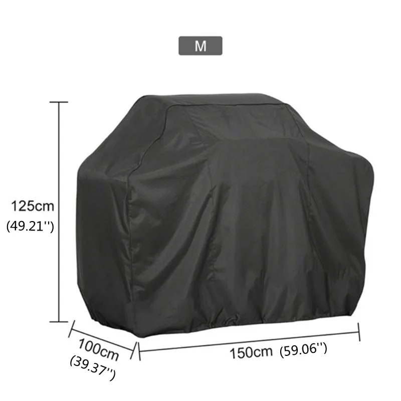 Waterproof BBQ Grill Cover, Black 100% Polyester, Multiple Sizes - 150x100x125