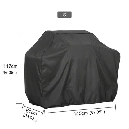 Waterproof BBQ Grill Cover, Black 100% Polyester, Multiple Sizes - 145x61x117