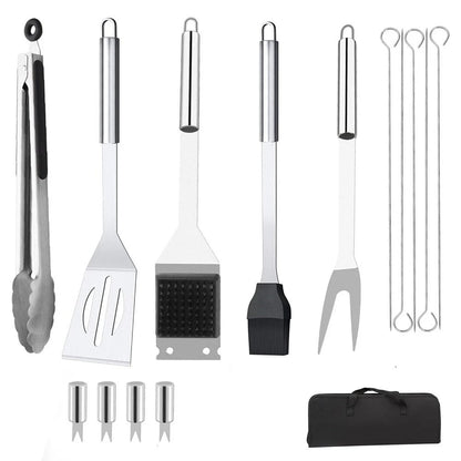 15-Piece Stainless Steel BBQ Grill Tools Set with Storage Bag