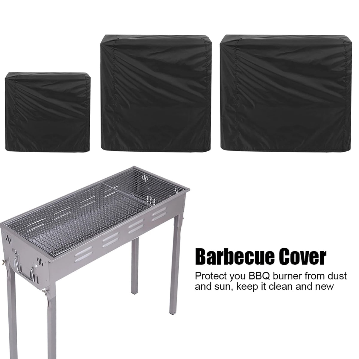 BBQ Grill Cover, Black Polyester, Water-Resistant Outdoor Barbecue Protection
