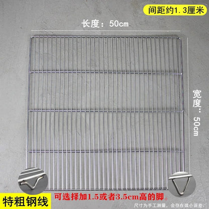 Stainless Steel Rectangle BBQ Grill Grate, Food-Grade Mesh, Multiple Sizes - 3.5CM Feet / 50X50CM