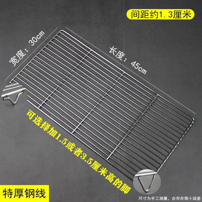 Stainless Steel Rectangle BBQ Grill Grate, Food-Grade Mesh, Multiple Sizes - 3.5CM Feet / 45X30CM