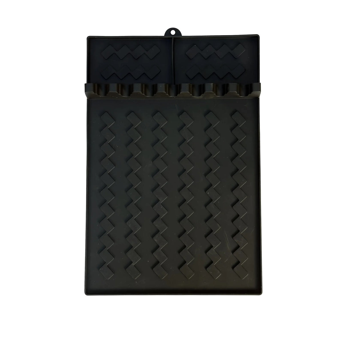 Silicone BBQ Side Burner Rack Mat and Utensil Holder, 39 x 26.5cm - black