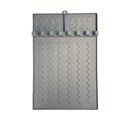 Silicone BBQ Side Burner Rack Mat and Utensil Holder, 39 x 26.5cm - Dark Grey