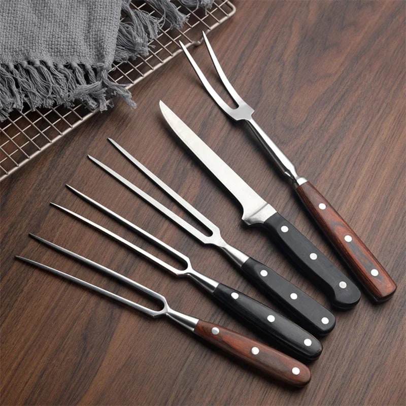 Stainless Steel Barbecue Fork with Wooden Handle, 30cm or 34cm