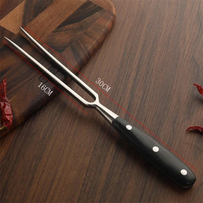 Stainless Steel Barbecue Fork with Wooden Handle, 30cm or 34cm - A