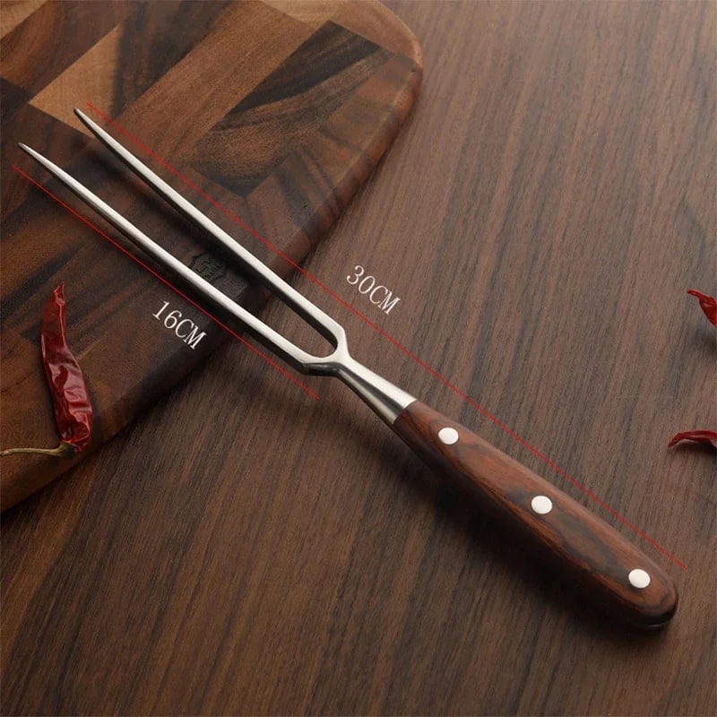 Stainless Steel Barbecue Fork with Wooden Handle, 30cm or 34cm - B