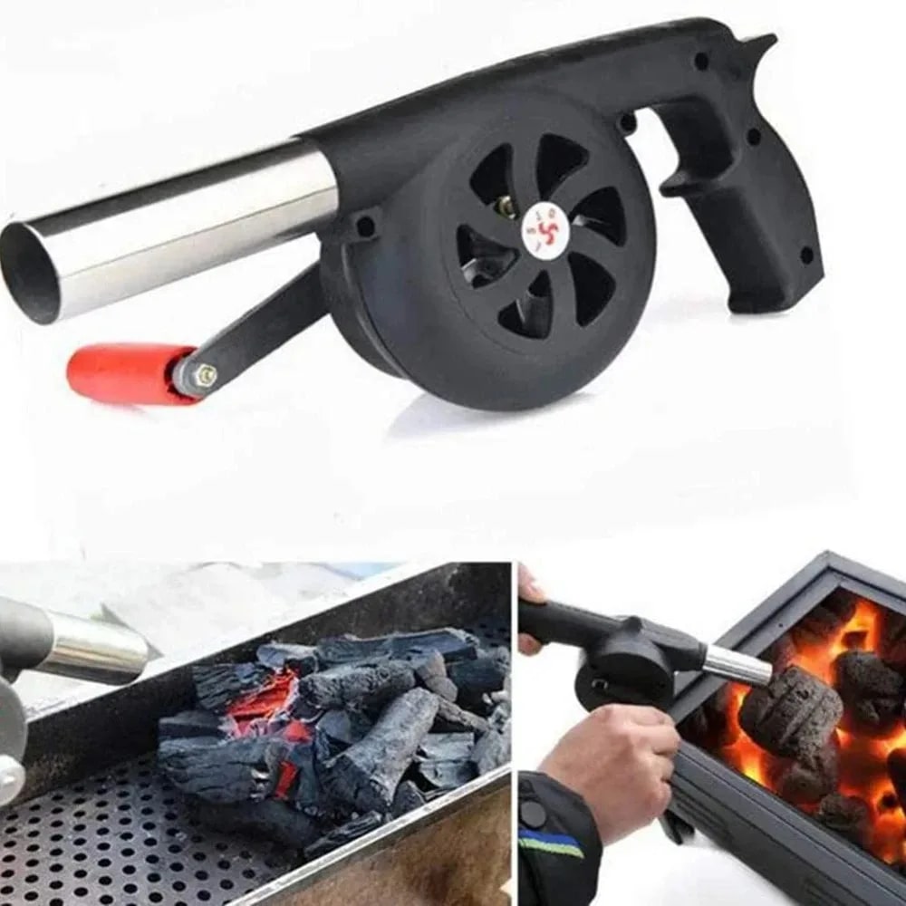 Manual Hand BBQ Fan Air Blower for Barbecue and Grill, Aluminium Alloy, 24.5cm
