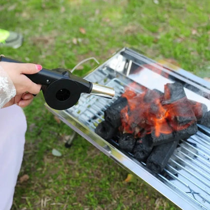 Manual Hand BBQ Fan Air Blower for Barbecue and Grill, Aluminium Alloy, 24.5cm