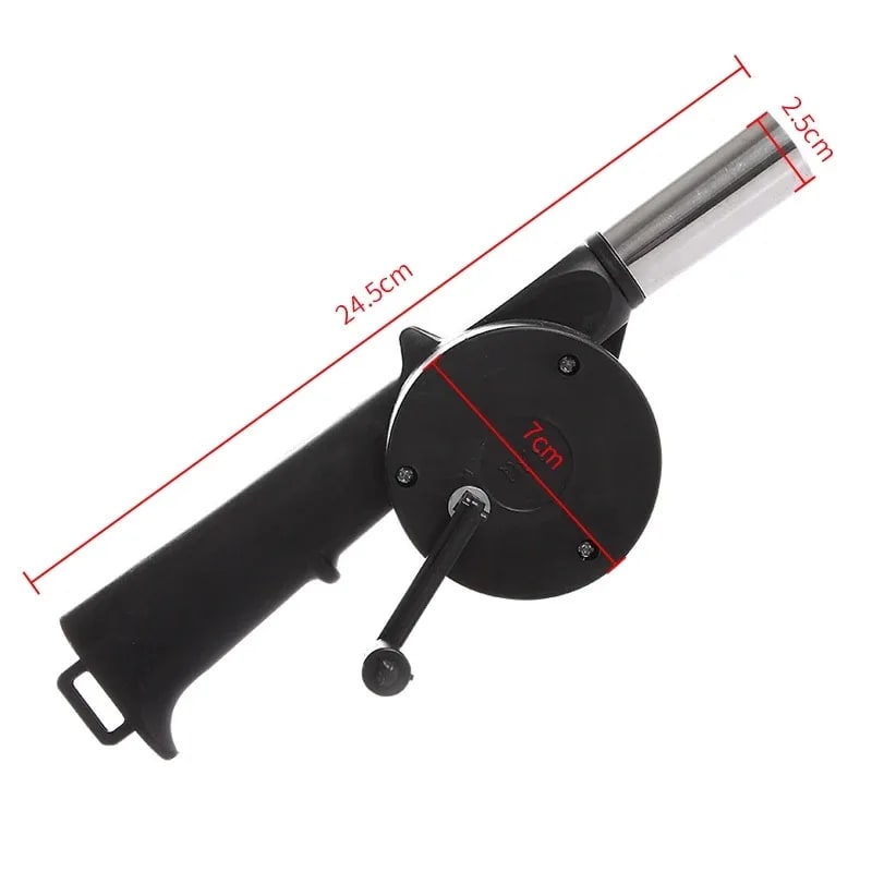 Manual Hand BBQ Fan Air Blower for Barbecue and Grill, Aluminium Alloy, 24.5cm