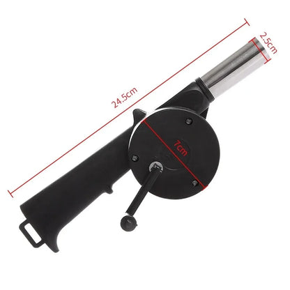 Manual Hand BBQ Fan Air Blower for Barbecue and Grill, Aluminium Alloy, 24.5cm