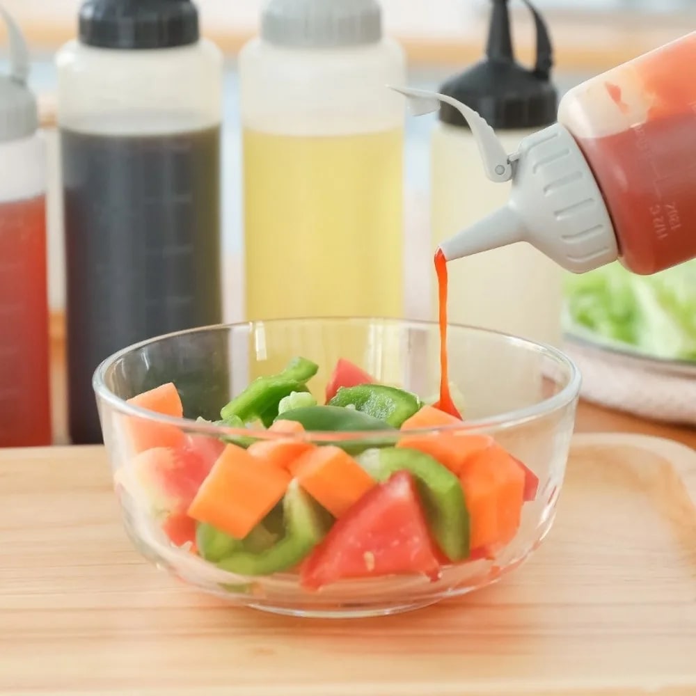 Reusable PP Squeeze Sauce Bottle with Nozzle, 175ml or 350ml
