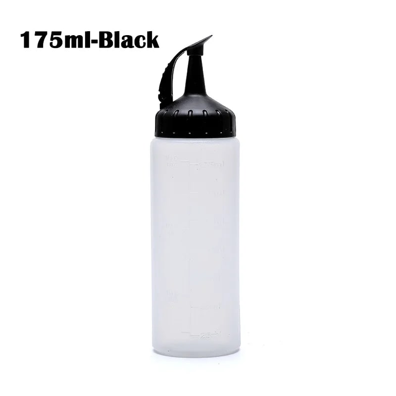 Reusable PP Squeeze Sauce Bottle with Nozzle, 175ml or 350ml - 175ml-Black