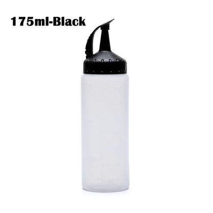 Reusable PP Squeeze Sauce Bottle with Nozzle, 175ml or 350ml - 175ml-Black