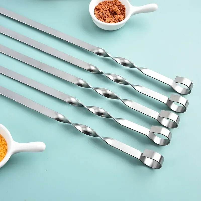 6-Piece Flat Metal BBQ Skewers, 40cm, 45cm or 50cm