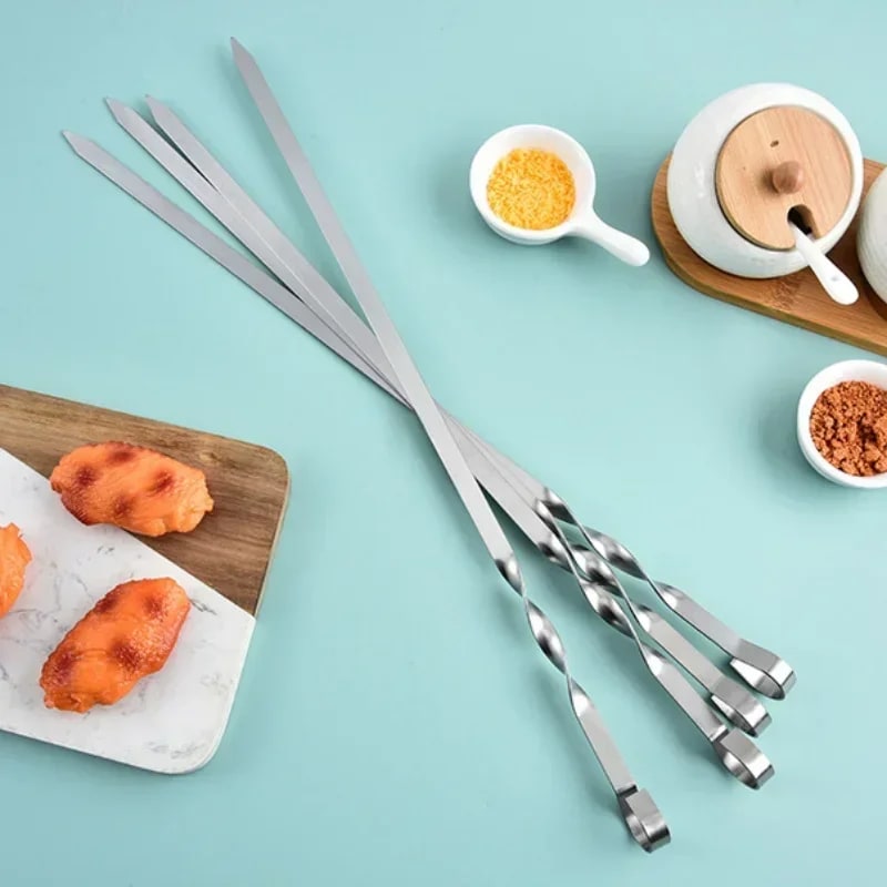 6-Piece Flat Metal BBQ Skewers, 40cm, 45cm or 50cm