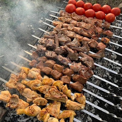 6-Piece Flat Metal BBQ Skewers, 40cm, 45cm or 50cm