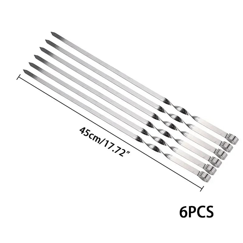 6-Piece Flat Metal BBQ Skewers, 40cm, 45cm or 50cm