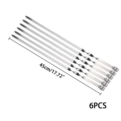 6-Piece Flat Metal BBQ Skewers, 40cm, 45cm or 50cm