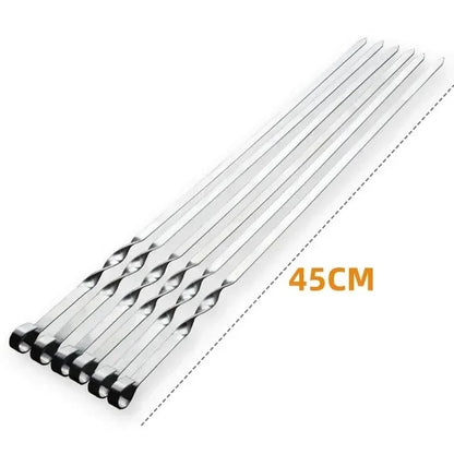 6-Piece Flat Metal BBQ Skewers, 40cm, 45cm or 50cm - 6PCS-45CM