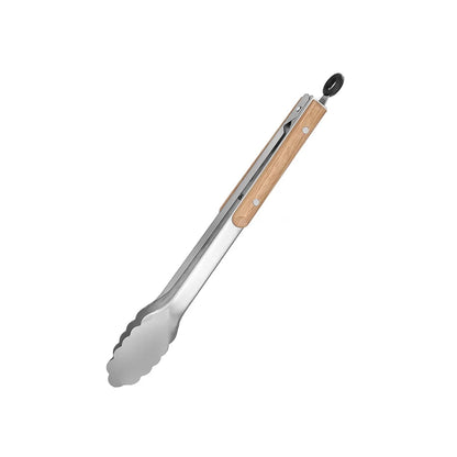 Leeseph Stainless Steel BBQ Tongs with Wooden Handle, 7 to 16 Inch Sizes - 33.4cm-12inch