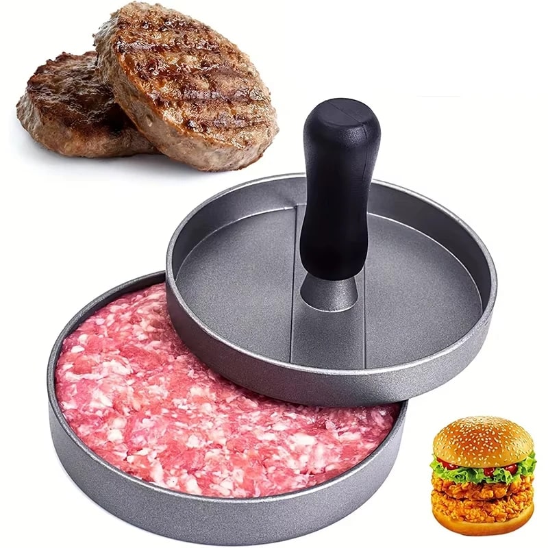 Burger Press Non-Stick Stainless Steel Patty Maker, 115mm, Red or Black