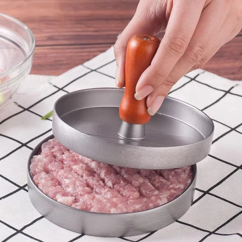 Burger Press Non-Stick Stainless Steel Patty Maker, 115mm, Red or Black