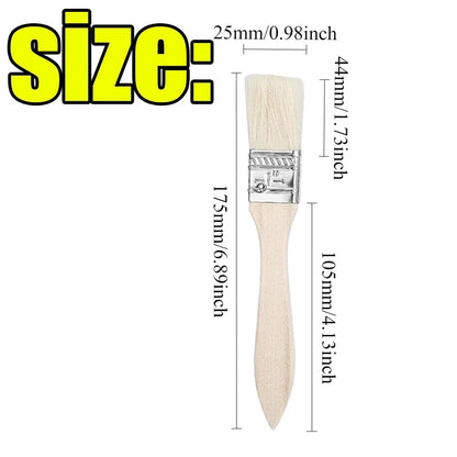 Bristle Paint Brushes with Wooden Handles, 25mm, 175mm, Multiple Pack Sizes