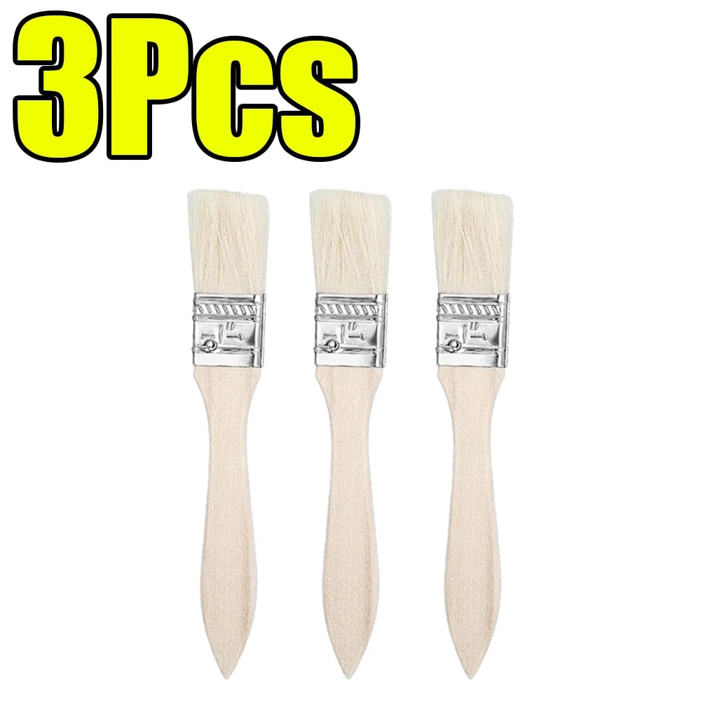 Bristle Paint Brushes with Wooden Handles, 25mm, 175mm, Multiple Pack Sizes - 3Pcs