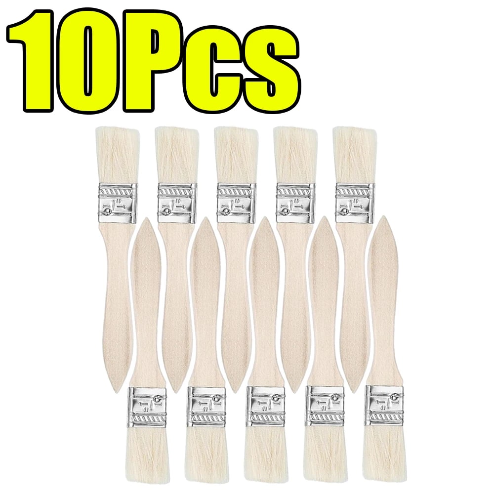 Bristle Paint Brushes with Wooden Handles, 25mm, 175mm, Multiple Pack Sizes - 10Pcs