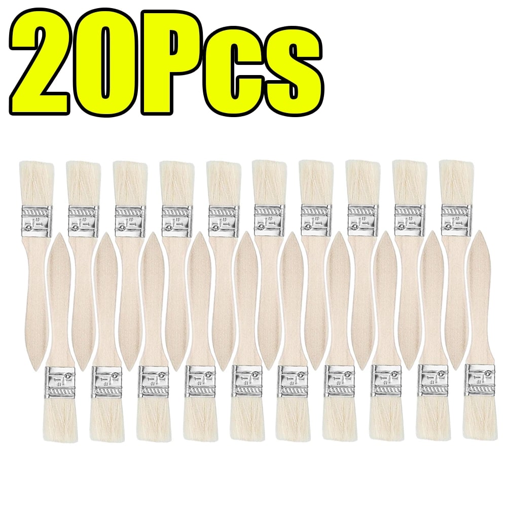 Bristle Paint Brushes with Wooden Handles, 25mm, 175mm, Multiple Pack Sizes - 20Pcs
