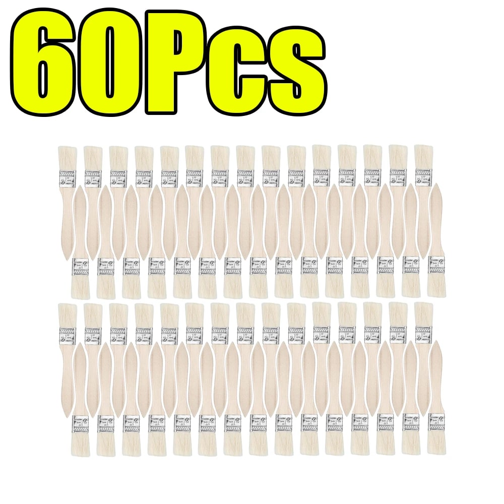 Bristle Paint Brushes with Wooden Handles, 25mm, 175mm, Multiple Pack Sizes - 60Pcs