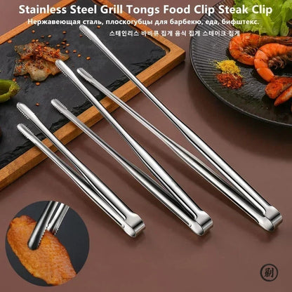 Stainless Steel Barbecue Tongs with Serrated Gripping Tips, S or L