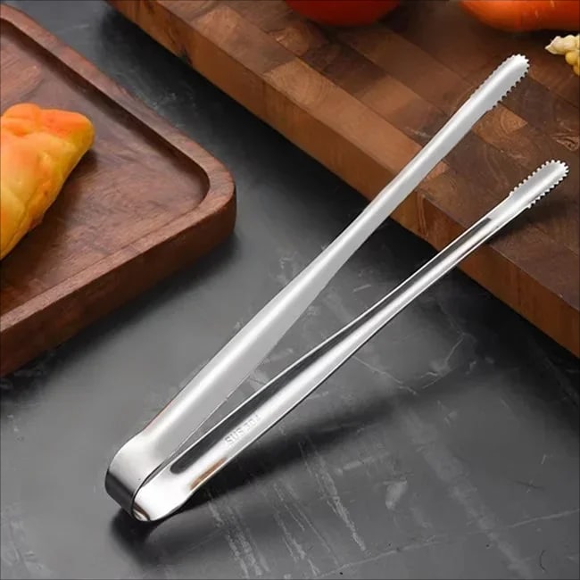 Stainless Steel Barbecue Tongs with Serrated Gripping Tips, S or L - S