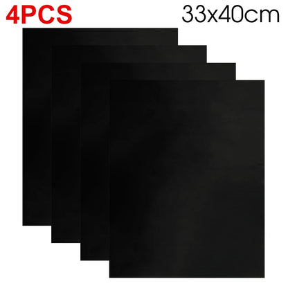Reusable Non-Stick BBQ Grill Mat, Teflon, Black, 33 x 40cm or 50 x 40cm - 4PCS 33x40cm