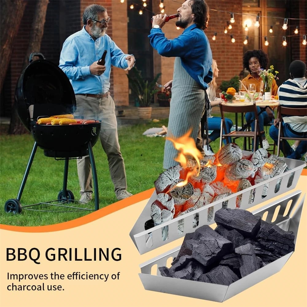 Metal Charcoal Baskets for BBQ Grill, 2 Pack, 38.5cm Silver Holders