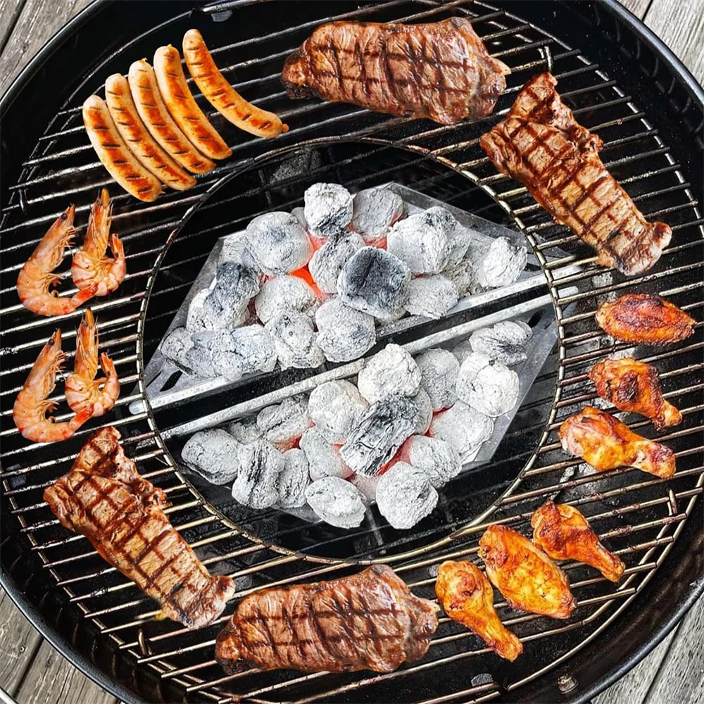 Metal Charcoal Baskets for BBQ Grill, 2 Pack, 38.5cm Silver Holders