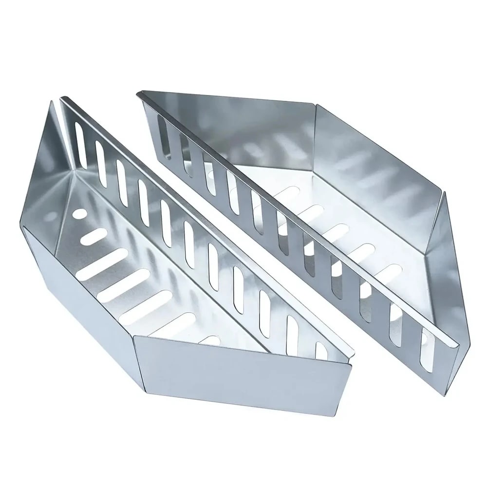 Metal Charcoal Baskets for BBQ Grill, 2 Pack, 38.5cm Silver Holders
