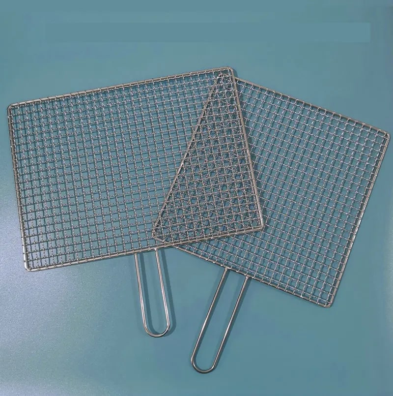 304 Stainless Steel BBQ Mesh Grill Basket with 16cm Handle, Multiple Sizes